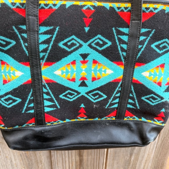 Pendleton Southwestern Tribal Aztec Navajo Print Tote Bag Purse Wool - Picture 8 of 14